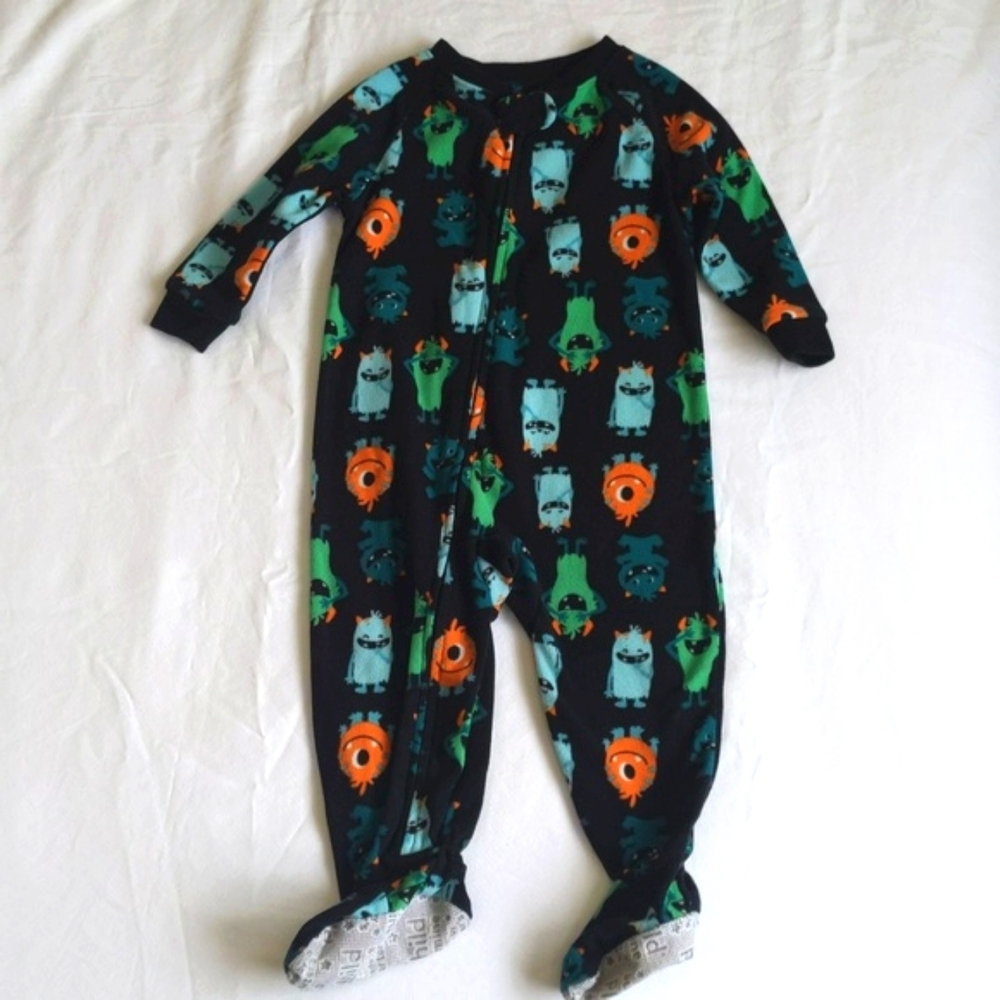 child of mine monster fleece zipper footie sleeper pajamas 18 months baby boy